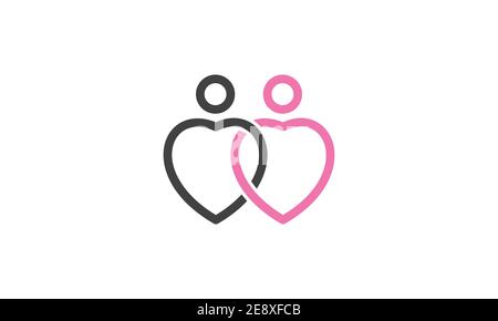 Doppel Herz oder Liebe Linie einfaches Logo Symbol Symbol Vektor Grafik-Design-Illustration Stock Vektor