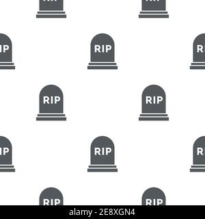 Rip grave vector seamless background. Tombstone Gravestone rest in peace flat funeral symbol Stock Vektor