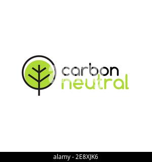 Logo für klimaneutrales Symbol. CO2 Energie Monoxid Kohlenstoffökologie Hintergrund Label Konzept. Stock Vektor