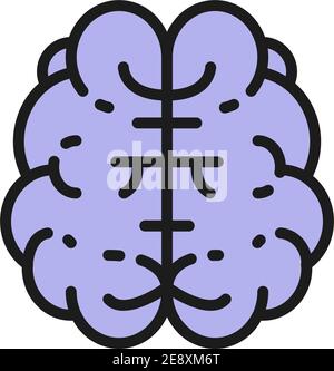 Gehirn, Geist, Intelligenz, menschliche Organ flache Farblinie Symbol. Stock Vektor