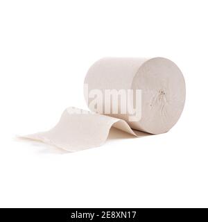 toilettenpapierrolle isoliert auf weißem Hintergrund Stockfoto