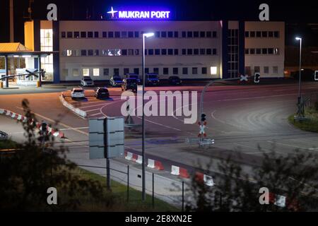 Mukran, Deutschland. September 2020. Der Bau des Fährterminals im Hafen Mukran. Quelle: Jens Büttner/dpa-Zentralbild/ZB/dpa/Alamy Live News Stockfoto