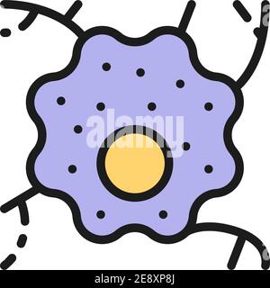 Nervenzelle, Neuron, Symbol für flache Farblinien der menschlichen Anatomie. Stock Vektor