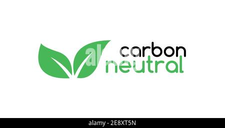 Logo für klimaneutrales Symbol. CO2 Energie Monoxid Kohlenstoffökologie Hintergrund Label Konzept. Stock Vektor