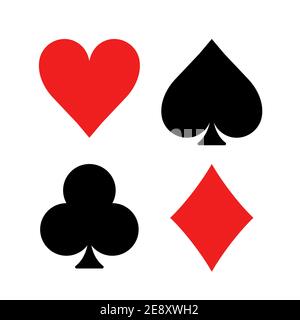 Kartenspiel Symbol Farbe Vektor-Symbol. Poker Herz Ass Spaten, Diamant Casino Karte Symbol Stock Vektor