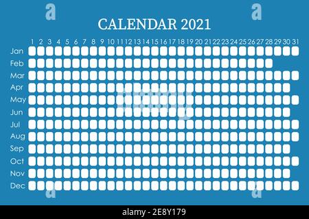 2021 Kalenderplaner. Сorporate Designwoche. Isoliert auf klassisch blauem Hintergrund. Platz für Aufkleber. Stock Vektor