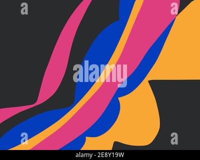Abstrakte Formen Illustration.Colour Collage in schwarzem Hintergrund. Fauvismus und Cut out Vibe von Henri Matisse.für Kunstprodukt Print Poster und Mode. Stockfoto
