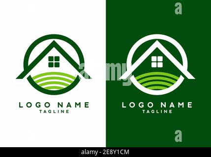 Einfaches Dach im Kreis Haus Immobilien-Logo-Design Stock Vektor