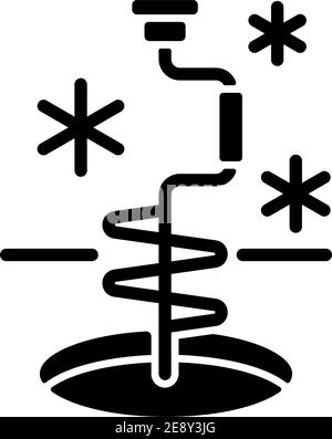 Eisfischen schwarzes Glyphen-Symbol Stock Vektor