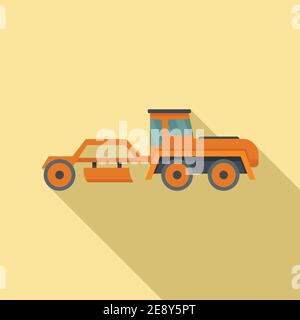Grader Machine Tractor Icon, flacher Stil Stock Vektor