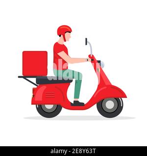 Lieferung Mann Motorrad Logo Symbol. Roller Fahrrad Vektor-Symbol Express kostenlose Lieferung Stock Vektor