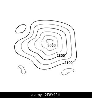 Topographische Karte Kontur Vektor Berg geographische Relief Hintergrund. Konturkarte Gelände Stock Vektor