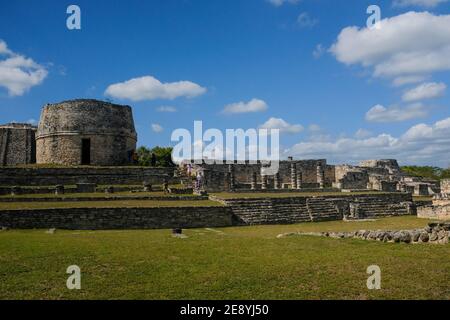 Die präkolumbianische Maya-Stätte von Mayapan, Yucatan Mexiko Stockfoto