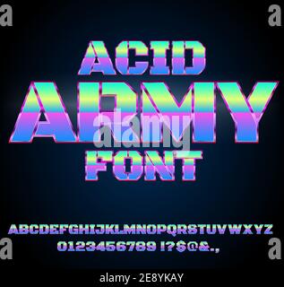 Acid Army Font, Deep Progreesive Music Style Typeface Vector Font Stock Vektor