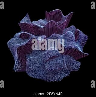 Abstraktes Hintergrundbild Konzept. Bunte Mesh, Internet-Verbindungen in Cloud Computing. 3D-Abbildung mit Beschneidungspfad enthalten. Stockfoto