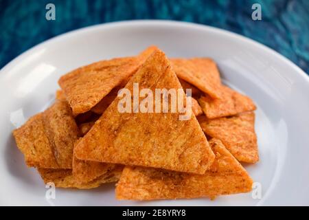 Knusprig lecker Tee Zeit Snacks Nachos oder Nacho Chips Stockfoto