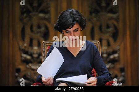 Justizministerin Rachida Dati nimmt am 31. Oktober 2007 an der Eröffnungszeremonie des 51. Internationalen Juristenkongresses im großen Amphitheater der Sorbonne der Pariser Universität Teil. Foto von Christophe Guibbaud/ABACAPRESS.COM Stockfoto