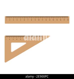 Holzlineale setzen Vektor. Metrisch Zöllig. Zentimeter. Klassische Ausbildung messen Werkzeuge Ausrüstung isoliert auf weißem Hintergrund. Stock Vektor