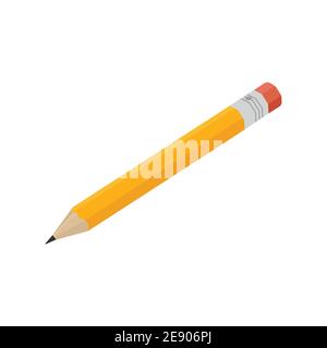 Bleistift schreiben Vektor-Symbol. Isoliert auf weißem Hintergrund. Isometrische Ansicht Stock Vektor