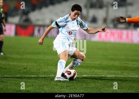 Samir Nasri aus Marseille während des Fußballspieles der französischen Premier League, Marseille gegen Metz im Velodrome-Stadion in Marseille, Frankreich, am 24. November 2007. Marseille gewann 3:1. Foto von Stuart Morton/Cameleon/ABACAPRESS.COM Stockfoto