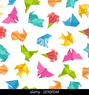 Nahtloses Muster mit Origami-Spielzeug. Stock Vektor