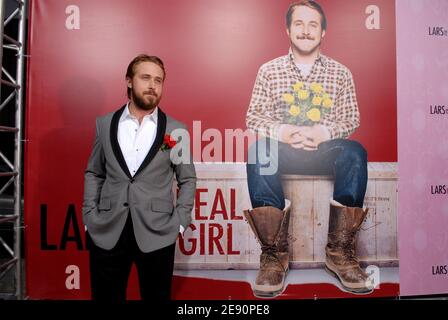 Ryan Gosling nimmt an der Premiere von "Lars and the Real Girl" an der Academy of Motion Picture Arts and Sciences in Beverly Hills Teil. Los Angeles, 2. Oktober 2007. (Im Bild: Ryan Gosling). Foto von Lionel Hahn/ABACAPRESS.COM Stockfoto