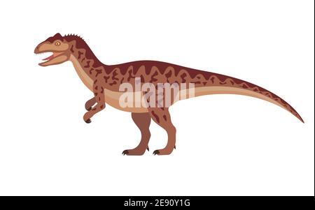 Allosaurus Dinosaurier. Vektor-Illustration eines prähistorischen Dinosaurier allosaurus isoliert auf einem weißen Hintergrund. Seitenansicht, Profil. Stock Vektor