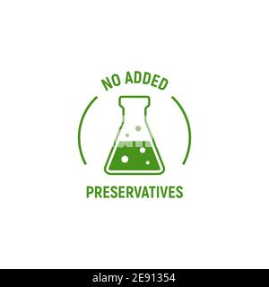 Symbol ohne Zusatz von Konservierungsstoffen. Chemische künstliche freie Lebensmittel. Kein Vektorsymbol für Zusatzstoffe Stock Vektor