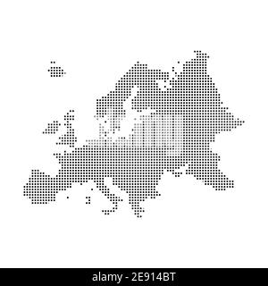 Pixel-Vektorkarte Europa. Quadratischer Punkt Pixel Europa Kartenhintergrund Stock Vektor