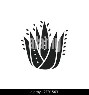 Aloe Pflanze schwarz Glyphe Symbol. Vektorgrafik. Stock Vektor