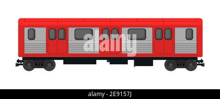 Abbildung der U-Bahn-Züge, Symbol der U-Bahn-Station mit flachem Zug. U-Bahn-Vektor Stock Vektor