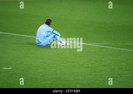 Valencia, Spanien. Januar 2021. Jaume Domenech (Torwart; Valencia CF) in Aktion gesehen während der Endesa League Spiel zwischen Valencia CF und Elche CF im Mestalla Stadion.(Endstand; Valencia CF 1:0 Elche CF) Credit: SOPA Images Limited/Alamy Live News Stockfoto