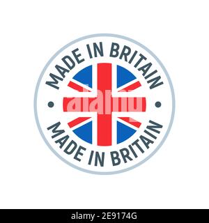Made in UK Großbritannien Flagge Logo. Englische Marke Aufkleber in Großbritannien Vektor-Stempel gemacht Stock Vektor