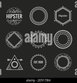 Hipster Burst Logo Sonne Textanker. Sun ray Cross line Hipster Premium Vektor-Logo Stock Vektor