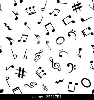 Musik Note nahtlose Hintergrund Muster Vektor Hand gezeichnet Kind Doodle Musiknotensymbol Stock Vektor