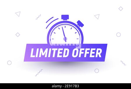 Aktionspreis für begrenztes Angebot. Letztes limitiertes Angebot Uhr Countdown spezielles Label Logo Design Stock Vektor