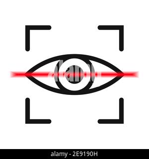 Eye-Scan-Symbol. Retina-Scan-Konzept. Schwarzes Sicherheitsschloss-Logo. Vektorgrafik Stock Vektor