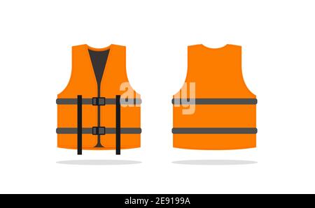 Sicherheitssymbol der Schutzjacke. Vector Lebensweste gelb Sichtbarkeit fluoreszierende Arbeitsjacke Stock Vektor