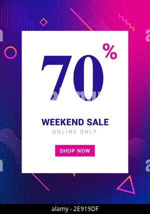 Sonderangebot Promo Banner Wochenende Angebot. Große Rabatt 70 Prozent Promotion Deal Vorlage Stock Vektor