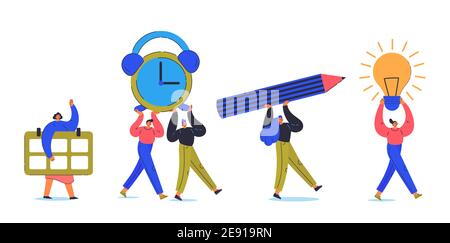 Zeitmanagement-Konzept. Büroangestellter. Stock Vektor