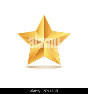 Goldene Sternevektor 3D Abbildung. Goldmedaille Stern isoliert Dekoration Ikone Stock Vektor