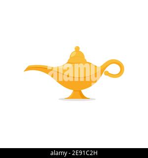 Lamp aladdin Magic Vektor-Symbol. Aladin Genie Lampe Flasche wünschen Cartoon Illustration Stock Vektor