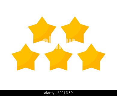 Gelbes Symbol für 5-Sternvektoren-Übersicht. 5 Sterne Gold Bewertung isoliert Stock Vektor