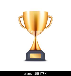 Goldene Trophäe 3D Tasse. Vector Preis Award realistische Gewinner Icon Cup Stock Vektor