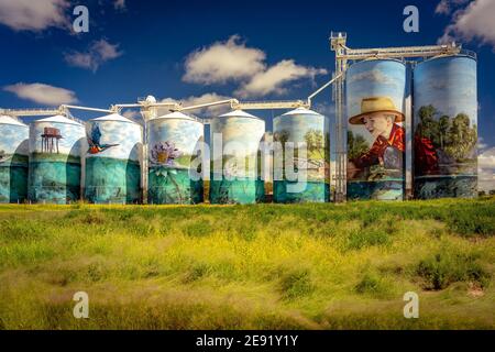 Yelarbon, Queensland, Australien - Silo Art Stockfoto