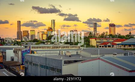 Brisbane, Australien - Stadtbild bei Sonnenuntergang Stockfoto