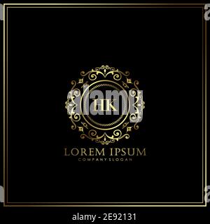 HK Initial Letter Luxury Logo Vorlage in Vektor für Restaurant, Royalty, Boutique, Cafe, Hotel, heraldic, Schmuck, Mode und andere Vektor illustrat Stock Vektor