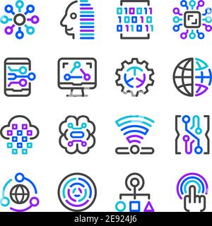 Digital und Technologie Icon Set, Vektor und Illustration Stock Vektor