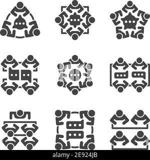 Teamwork, Meeting und Brainstorming Icon Set, Vektor und Illustration Stock Vektor