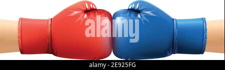 Zwei menschliche Hände in realistischen Boxhandschuhen Stanzvektor Illustration Stock Vektor